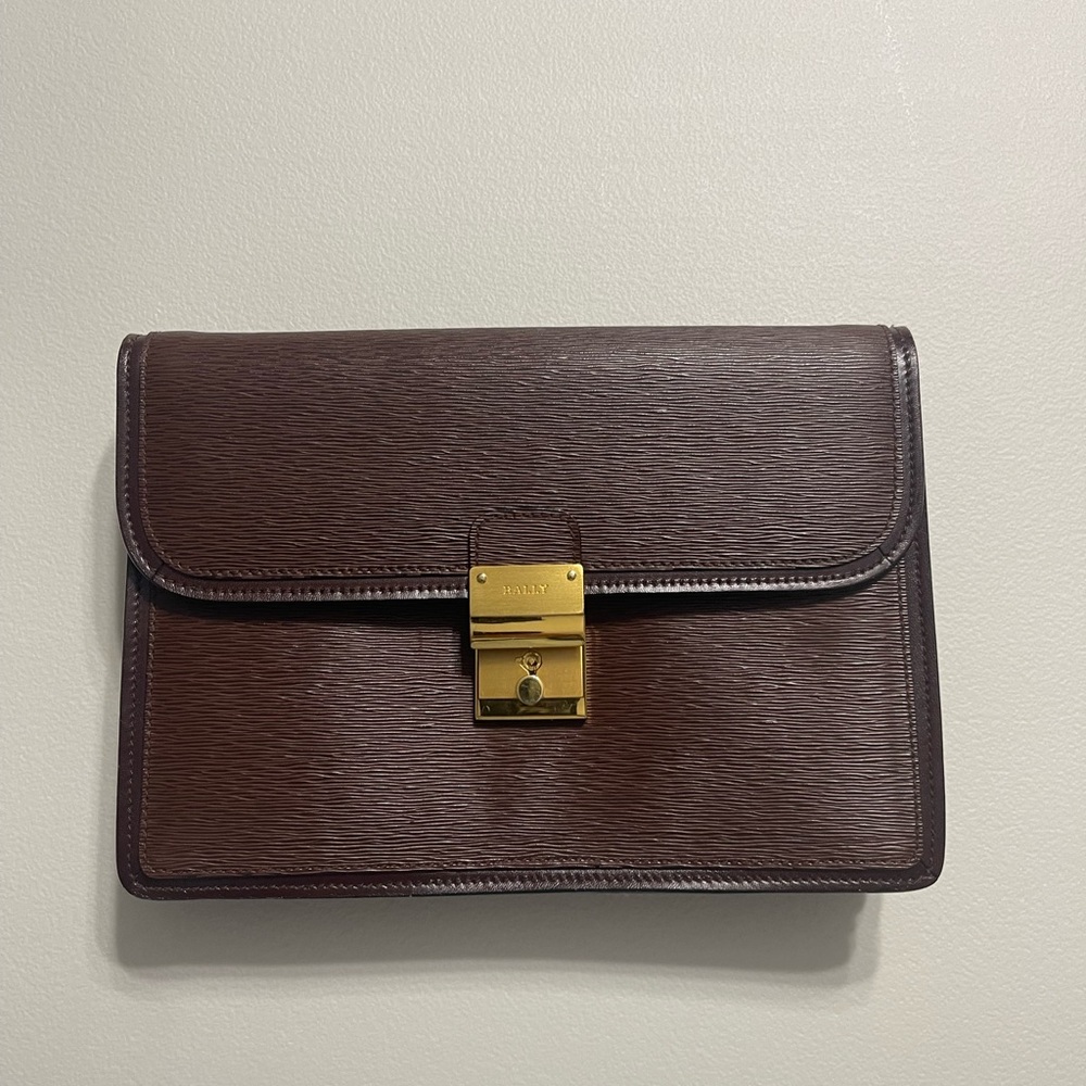 AUTHENTIC BALLY Brown Leather Clutch Bag